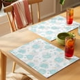 thumbnail image 4 of Turquoise Coastal Placemats Set of 8 Summer Beach Ocean Coral Conch Shell Place Mats Indoor Wipeable Table Mats Washable Cloth Dining Table Placemats for Kitchen Holiday Party Home Decor 13x19 Inch, 4 of 9