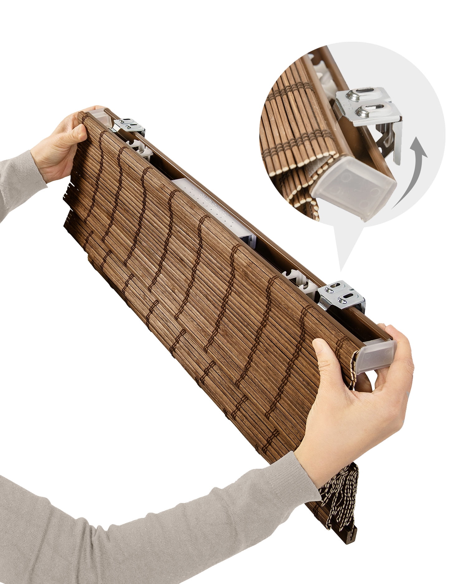 Chicology 35"W x 64"H Elk Cordless Bamboo Shades, Natural Woven Wood, Light Filtering, Safe for Kids & Pets