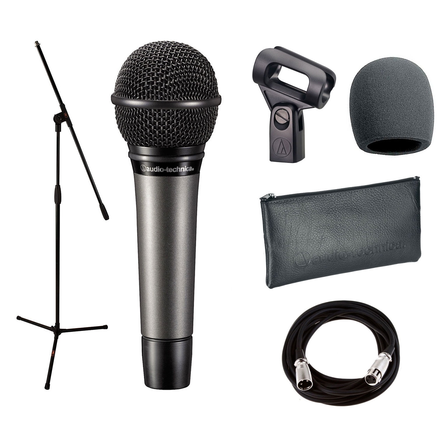 AudioTechnica ATM510 Cardioid Dynamic Handheld Mic + Stand + Cable