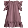 thumbnail image 1 of Qudderr Robes d'Été pour Bébés Filles Robe Décontractée à Volants Robe en Coton Lin pour Tout-Petits 6 Mois - 6 Ans, 1 of 9