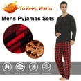 thumbnail image 5 of LNFINTDO Mens Pajama Sets Long Sleeve Thermal Shirts Flannel Pajama Bottoms Mens Sleep Loungewear Sets Soft Warm Plaid Pj Set for Men, Black & Red Plaid, X-Large, 5 of 7