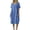 Blue, variant on CHUMUD Summer Linen Blend Dresses for Women Round Neck Short Sleeve Midi Dress, CasualLoose Fit Dress with Pockets, Flowy Swing Dress