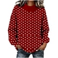 thumbnail image 6 of Kizanda Women Pullover Mock Neck Sweatshirt Dots Printed Loose Fit Long Sleeve Outerwear Sweatshirt with Kangaroo Pocket Baggy Workout Fall Winter Soft Stylish Top for Women S, 6 of 7