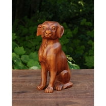 8" Wooden Hand Carved Dog Figurine Decor Sculpture Art Statue Home Decor Accent Lodge Wooden Handmade Handcrafted Decoration