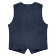 thumbnail image 4 of Men's Retro Corduroy Button Down Vest Smart Casual Lightweight Sleeveless Outerwear Waistcoat Navy Blue Size M, 4 of 4