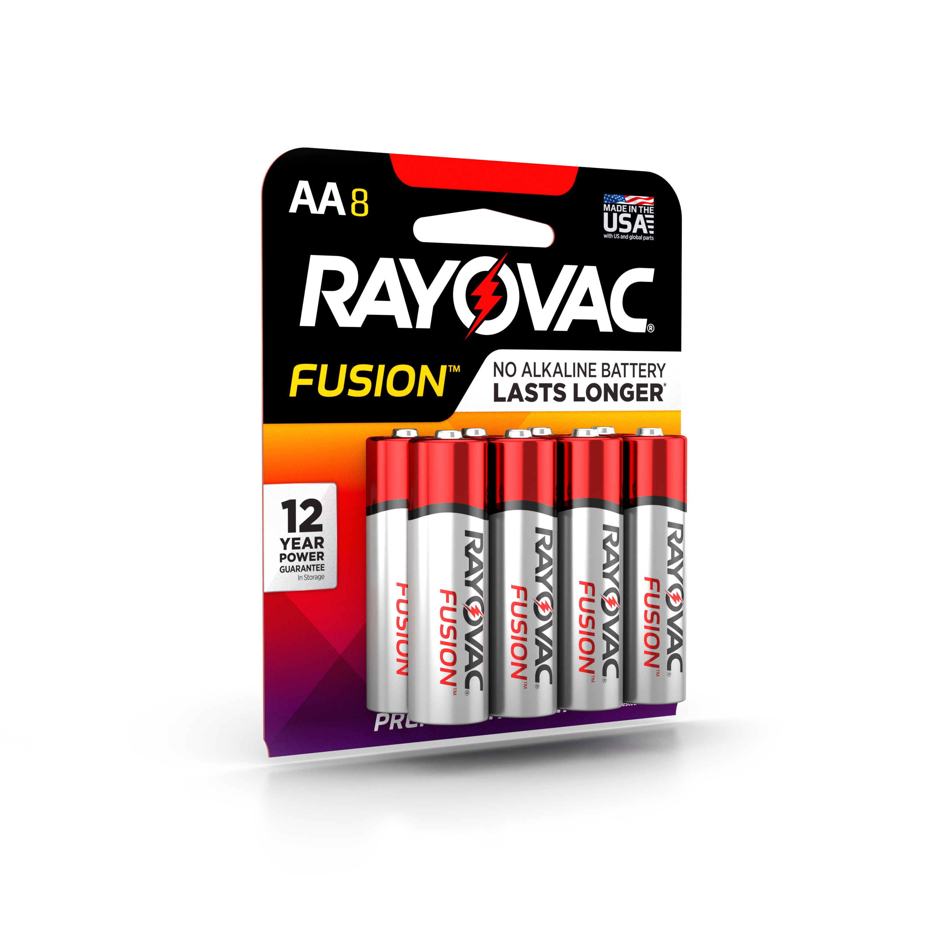 Rayovac Fusion Premium Alkaline, AA Batteries, 8 Count with SD Card