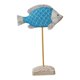 thumbnail image 3 of Escultura de pez de madera sobre soporte, decoración náutica, escritorio, dormitorio costero de playa, estilo rústico. Azul claro, 3 of 8