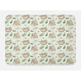 thumbnail image 1 of Sloth Bath Mat, Baby Sloth and Mother Soft Colored Flowers Coconut Tree Leaves Happy Family, Non-Slip Plush Mat Bathroom Kitchen Laundry Room Decor, 29.5 X 17.5 Inches, Pale Brown Green, Ambesonne, 1 of 2
