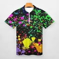 thumbnail image 3 of Neon Splatter Paint Men Zipper T-shirt Summer Casual Short Sleeve T-shirt Top, 3 of 7