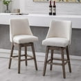 thumbnail image 2 of 27.5 Inches Counter Height Bar Stools Mid Cenutry Modern Linen Kitchen Stools with Back Wood Legs 360°Swivel Barstools for Home Pub/Kitchen Island/Breakfast Bar/Restaurant/Patio, Cream, 2 of 14