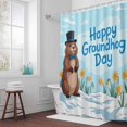 thumbnail image 6 of Happy Groundhog Day Shower Curtain for Bathroom Decor, Cartoon Yellow Floral Blue Sky White Snow Waterproof Fabric Shower Curtain, 36"x72" Set with 12 Hooks, 6 of 9