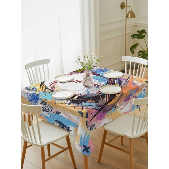 Baseball Sports,Tablecloth Rectangle Table Cloth 60x102,Waterproof Outdoor Table Cloth Covers Decorative Table Protector,Minimalist Geometric Smear Art Washable Table Cover for Kitchen Dinning Party