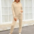 thumbnail image 6 of Women's Fashion Casual Solid Color Loose Hooded Sweatshirt Suit, Comfortable and Trendy for Casual Outings and Sportswear,Khaki,M, 6 of 6