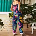 thumbnail image 3 of Fgvctg Mardi Gras Womens Wide Leg Pant Carnival Party Spaghetti Straps Dressy Mask Graphic Jumpsuits Sleeveless Bib Overalls Sprimg Romper Clothing With Pockets Royal Blue L, 3 of 4