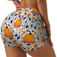 thumbnail image 2 of Kdxio Blue Orange Pumpkin fall Print Workout Shorts for Women Seamless Soft Smooth Gym Yoga Scrunch Active Shorts, 2 of 5