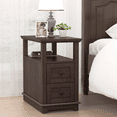 thumbnail image 6 of REDAYFUR Narrow End Table with Flip Top Charging Station and 2 Drawers, Type-C & USB port & Power outlets, Wooden Storage Cabinet, Side Table with Storage for Living Room and Bedroom | Espresso, 6 of 7