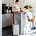 thumbnail image 3 of iTouchless 8 Gallon Round Matte White Steel Sensor Trash Can with Deodorizer, 3 of 6