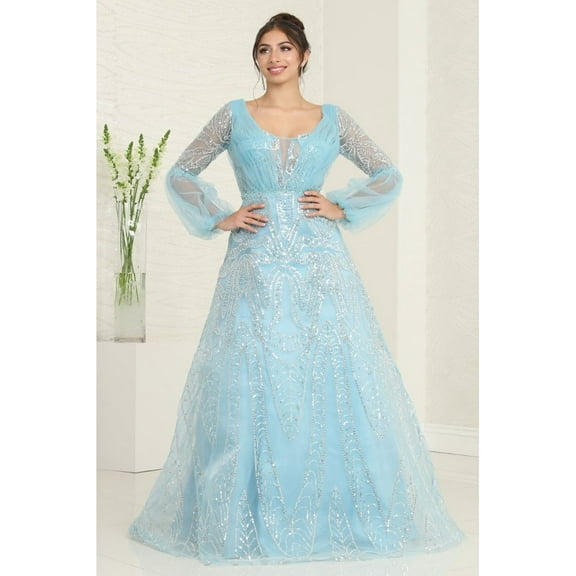 Royal Queen RQ8042 Juniors Womens A-Line Dusty Blue Mother of the Bride Gown