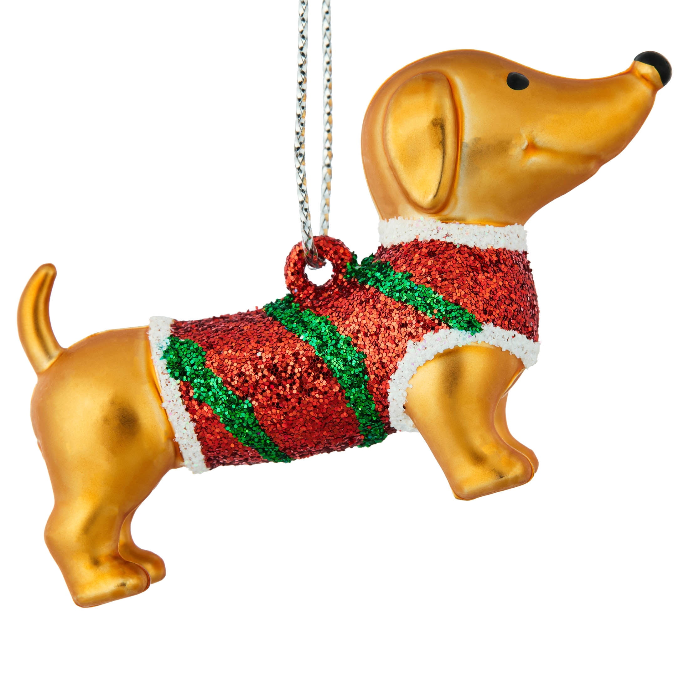 3-Count Gold/Red/Green Dachshund Dog Mini Christmas Ornaments, 1.5", by Holiday Time