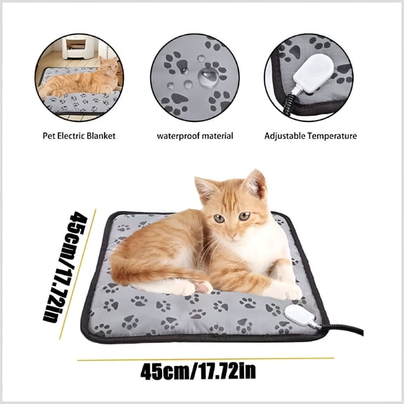 HIBIBUD Adjustable Heating Pad for Cat Dog Pet Electric Heater Mat Warmer Bed Waterproof