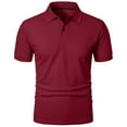 thumbnail image 4 of LADIGASU Men's Casual Solid Color Lapel Top T-shirt Short Sleeved Round Neck Top/shirt, 4 of 4