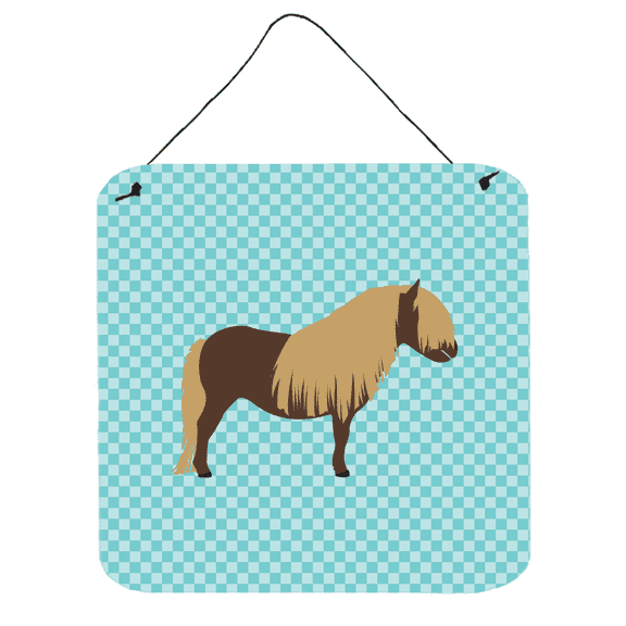 Caroline's Treasures BB8088DS66 Shetland Pony Horse Blue Check Wall or Door Hanging Prints, 6x6, multicolor