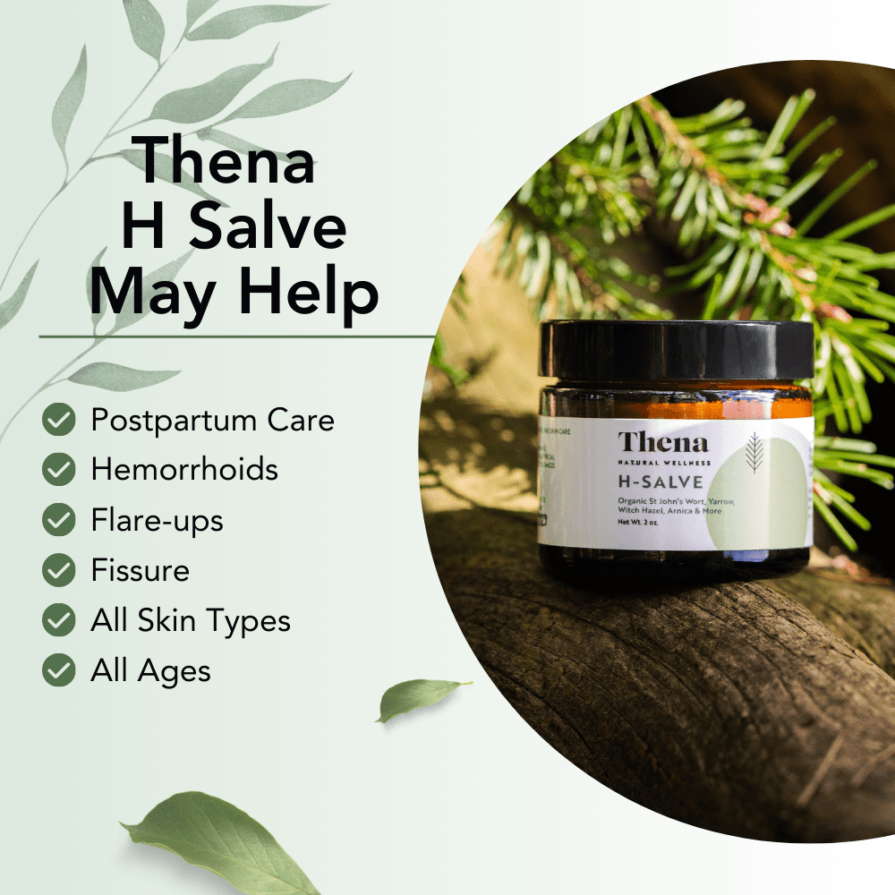 Thena Natural Wellness Hemorrhoid & Fissure Cream, Organic Relief with Witch Hazel, Lavender, 2 oz