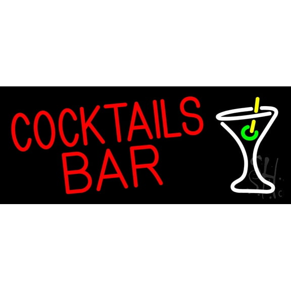 Cocktails Bar LED Neon Sign 10 x 24 - inches, Clear Edge Cut Acrylic Backing, with Dimmer - Bright and Premium built indoor LED Neon Sign for Bar decor.