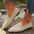 thumbnail image 2 of Rokment Womens Pointed Toe Dress Shoes for Ladies 2026 Spring Fall Knitted Solid Color Ballet Flat Low Heel Dressy Slip on Loafers Formal Walking Sneakers Beige Size 6.5, 2 of 5