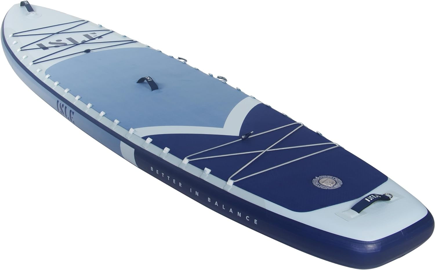 ISLE Explorer Inflatable Stand Up Paddle Board & iSUP Bundle 11'6"x6"- Ice/Slate/Navy