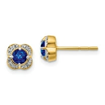 Primal Gold 14 Karat Yellow Gold Diamond and Sapphire Fancy Earrings