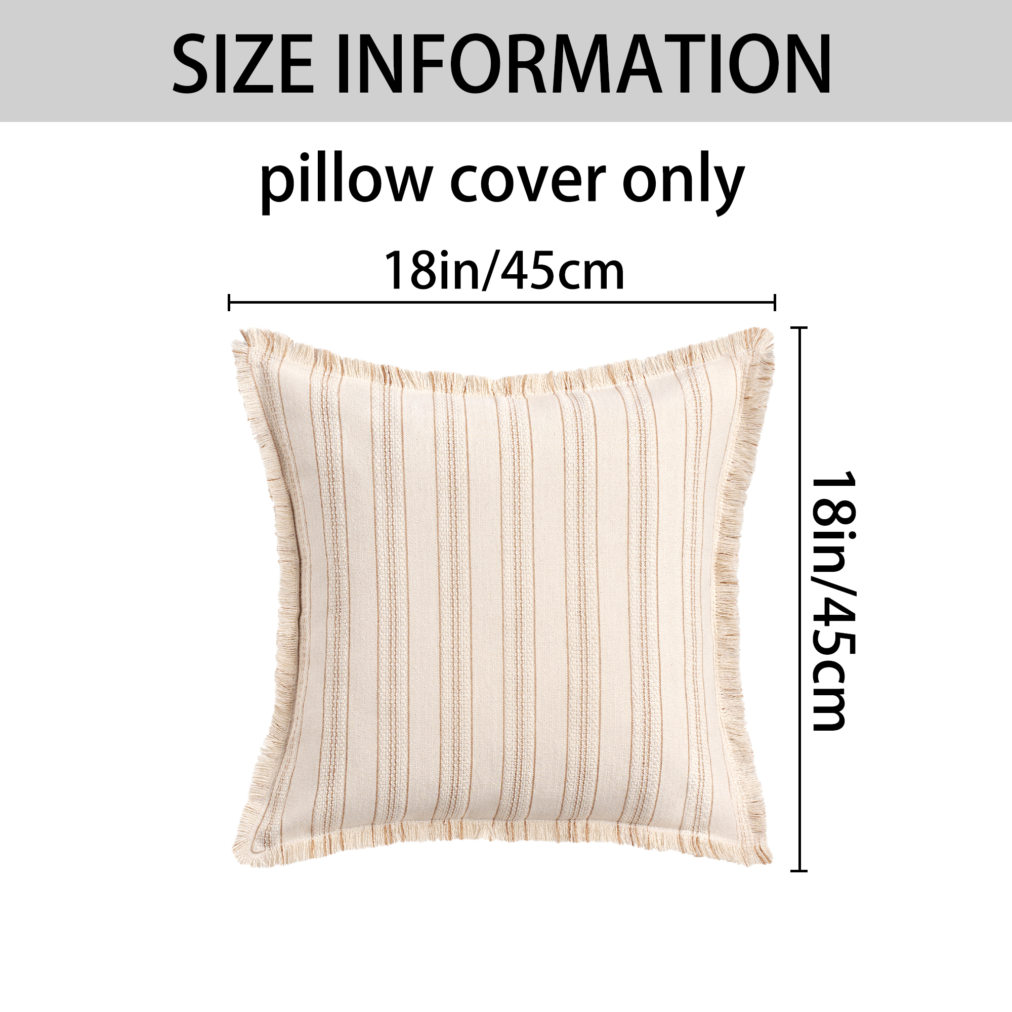 Unique Bargains Pack of 2 Striped Throw Pillow Covers with Tassel Edge Khaki