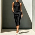 thumbnail image 2 of Formal Dresses for Women Sleeveless Fitted Waist Pencil Midi Dress with Pockets Breathable Casual Office Work Sundress Black 2XL, 2 of 5