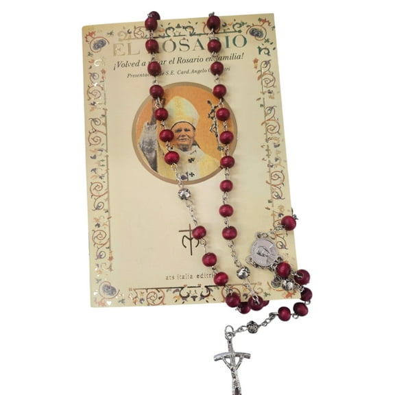 MADE IN ITALY SAINT ST. FRANCIS OF ASSISI wood POPE ROSARY Religious Favor