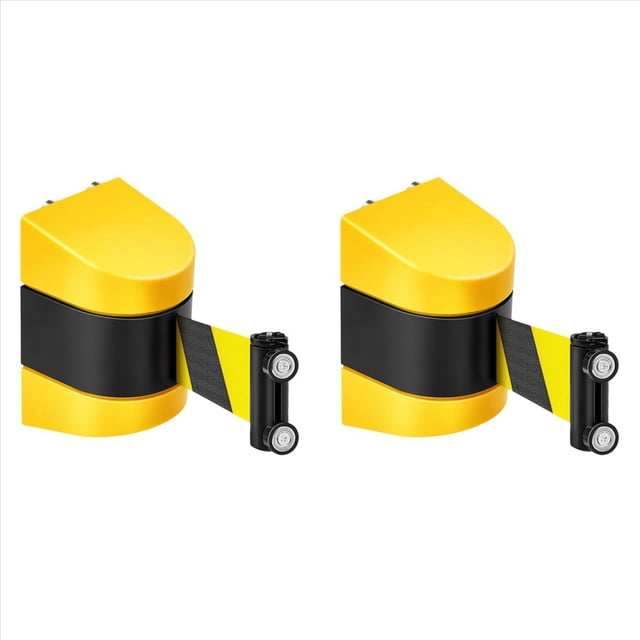 2X Barrera de Pared Retráctil Magnética de 5 M con Montaje en Pared Magnético, Control de Multitudes, Cinturón de Seguridad Retráctil, Cinturón Rayado.