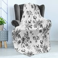 thumbnail image 4 of Black and White Soft Flannel Fleece Blanket, Vintage Floral Pattern Victorian Classic Royal Inspired New Modern Art, Cozy Plush for Indoor and Outdoor Use, 70" x 90", White and Black, by Ambesonne, 4 of 5