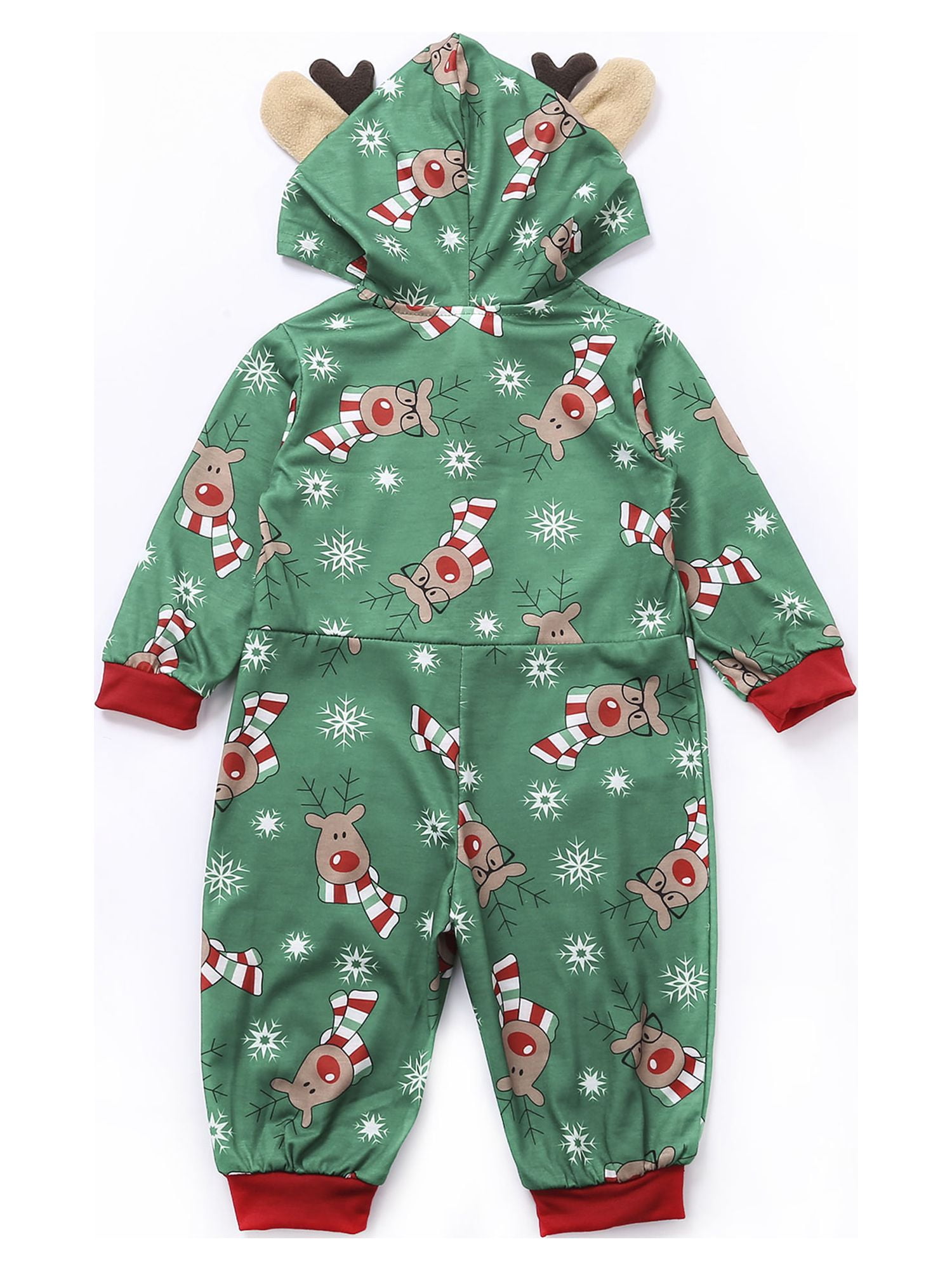 Sinhoon Christmas Family Matching Hoodie Pajamas Reindeer One Piece Jumpsuit Zipper Pjs for Adult Kids Baby