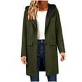 thumbnail image 2 of WIZUTIZ Women's Solid Color Wool Blend Hooded Coat Long Sleeve Loose Fit Lined Warm Winter Overcoat with External Pockets Casual Daily Outerwear, 2 of 7