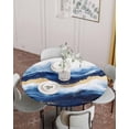 thumbnail image 4 of Abstract Ocean Rough Sea Fitted Round Tablecloths Elastic Edged Table Covers 45"-54",Marine Big Wave Navy Blue Gold Waterproof Dining Room Kitchen Table Cloth for Holiday Party Tables Decor, 4 of 8
