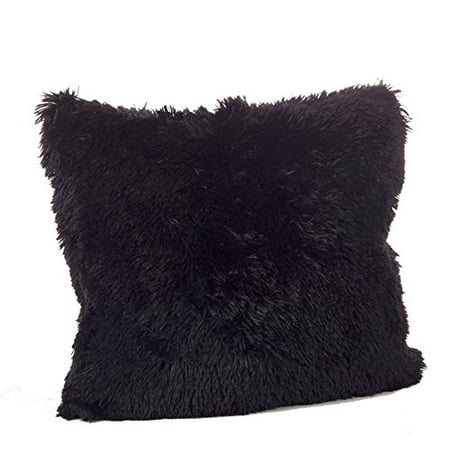 Black Fur Pillow Fennco Styles Juneau Collection Classic Faux Fur Down Filled Throw Pillow - 18
