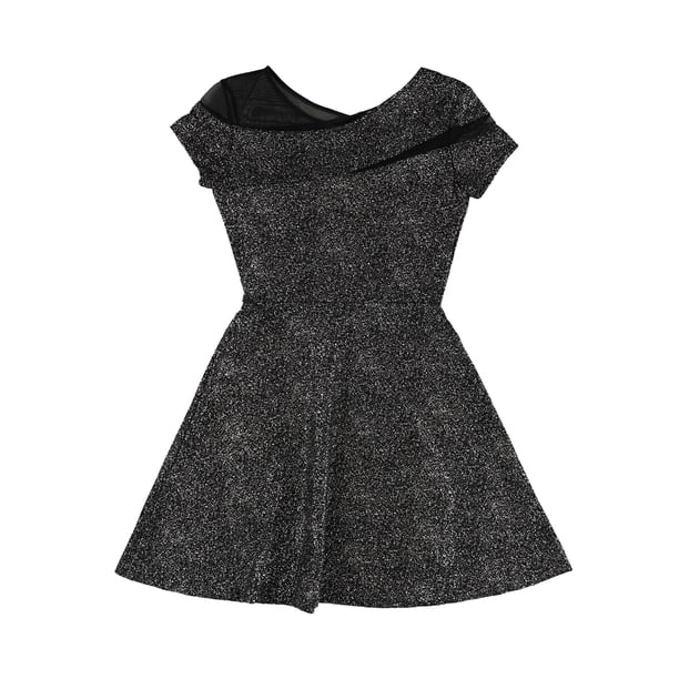 Bar III Vestido ajustado y acampanado metálico para mujer, Metálico, XX-Pequeño