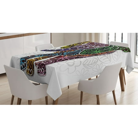 

Batik Decor Tablecloth Digital Big Elephant Figure with Floral Lines and Tribal Shapes Wild Life Image Rectangular Table Cover for Dining Room Kitchen 60 X 84 Inches Multi by Ambesonne