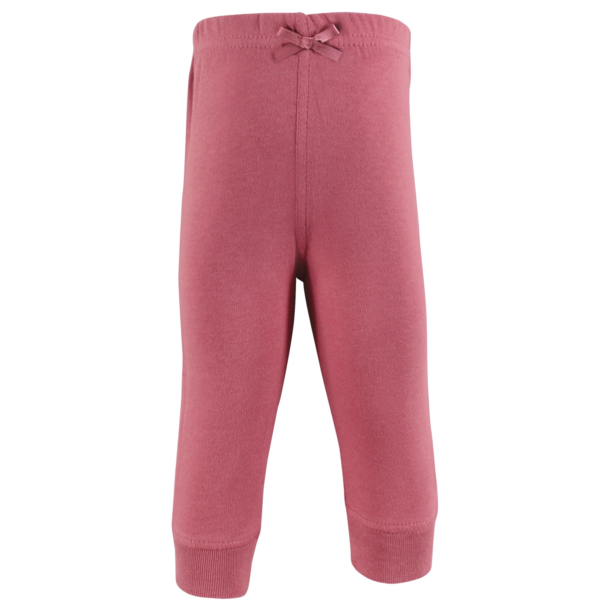 Hudson Baby Girls Cotton Pants and Leggings, Black Mauve, Newborn