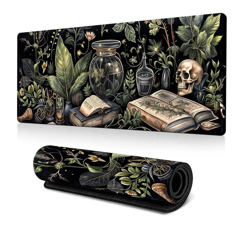 HELLOYOUNG Gaming Mouse Pad, Large Mouse Pad with Dark Academia Style Pattern, Non-Slip Rubber Base, Desk Pad for Gaming and Office Use, Computer Mouse Mat