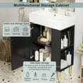 thumbnail image 4 of 21.6" Black Bathroom vanity, Combo Cabinet, Bathroom Storage Cabinet, Single Ceramic Sink, Right side storage, 4 of 9