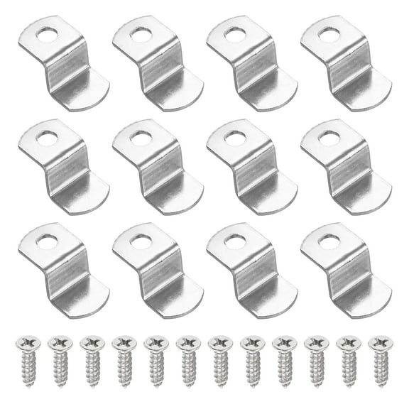 Uxcell 3/8" Offset Canvas Clips, 12 Pcs Metal Picture Framing Mirror Clips Z Shape Mounting Tools with Mounting Hole for Photo Painting, Include 12 Screws, Silver Tone