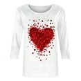 thumbnail image 4 of Women Heart Floral T Shirts Valentines Plus Size 3/4 Sleeve Tops Cute Holiday Print Basic Tee Shirt, 4 of 4