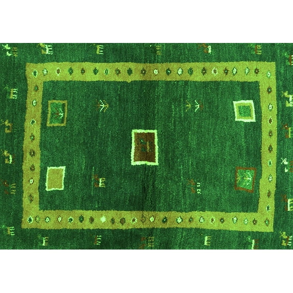 Ahgly Company Indoor Rectangle Abstract Green Contemporary Area Rugs, 7' x 10'