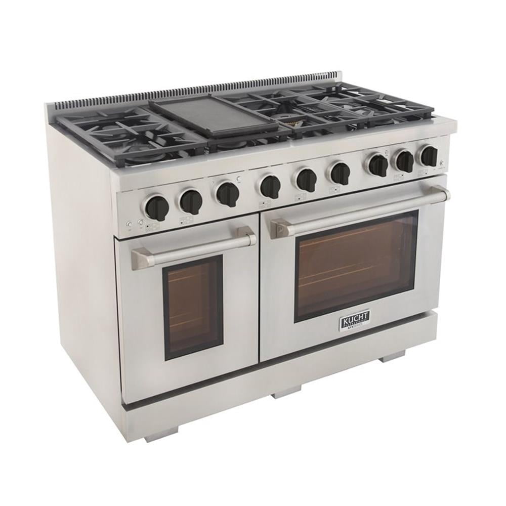 Pemberly Row 48" Stainless Steel Propane Gas Range in Black/Silver