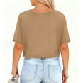 thumbnail image 4 of Fnooota Plus Size T-shirts for Women, V Neck Soft Casual Loose Fit Short Sleeve Tops Khaki Size XL-5XL, 4 of 6